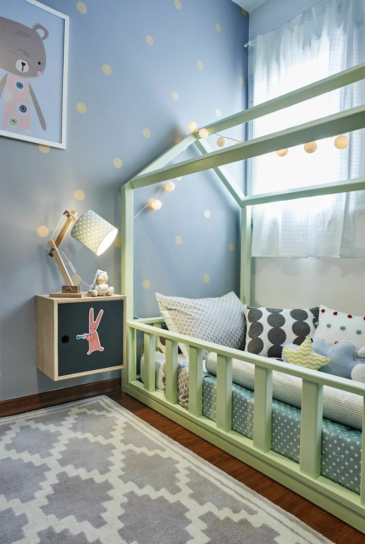chambre montessori bébé enfants espace de couchage lit au sol