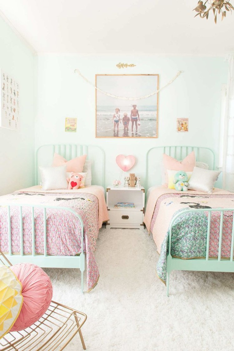 déco chambre jumelles trucs astuces meubles couleurs pastel