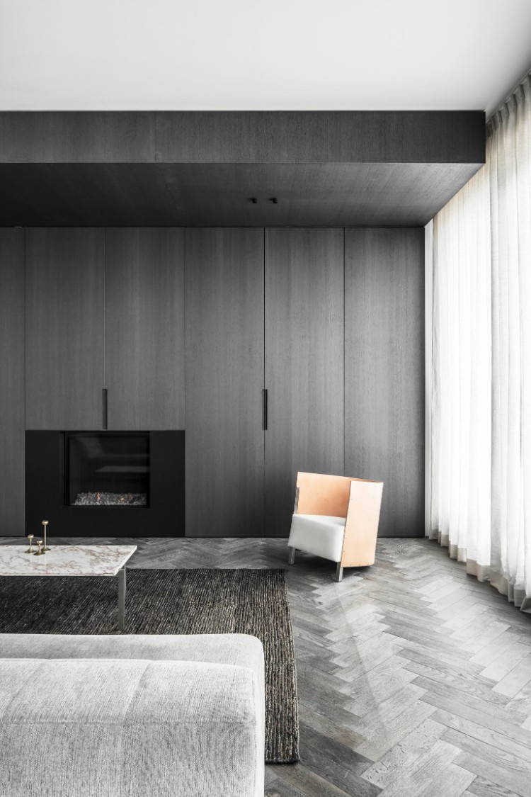 marbre gris foncé ambiance minimaliste appartement design loft projet signé Arjaan de Feyter