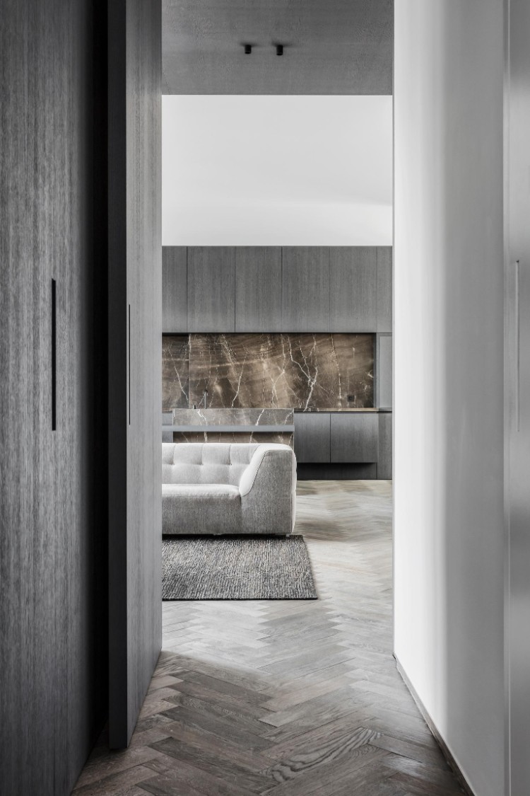 marbre gris foncé design cuisine contemporaine minimaliste