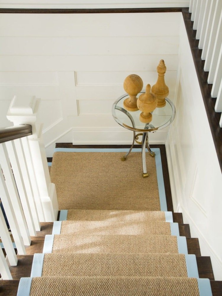 tapis pour escalier bois choix moquette tendance ton beige