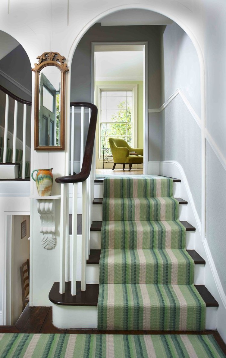 tapis pour escalier vert idée tendance revêtement marches contremarches