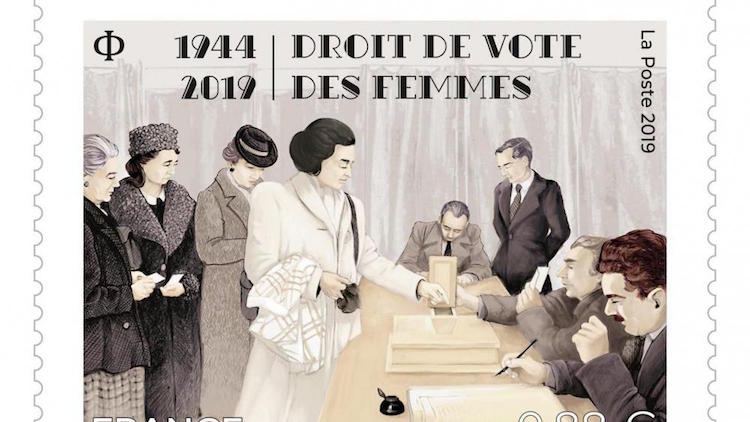 75 ans du droit de vote des femmes en France timbre effigie premieres femmes votantes France