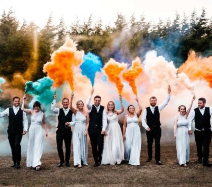 bombe de fumée colorée différentes nuances mariage tendance