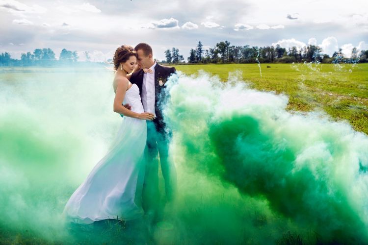 bombe de fumée colorée idées séances photos mariage