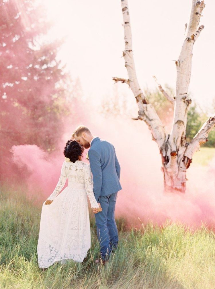 bombe de fumée colorée mariage idées séance photos