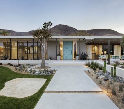 dalles de beton grand format entree exterieure jardin sec moderne minimaliste