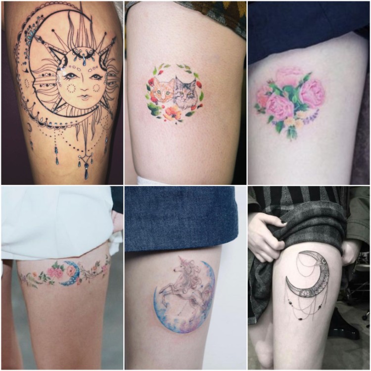 idées originales de tatouage femme cuisse