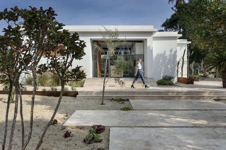 jardin de cactus moderne dalles de beton grand format Mediterranean Cacti House Henkin Shavit