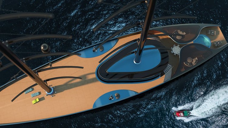 yacht de luxe piscine formes épurées