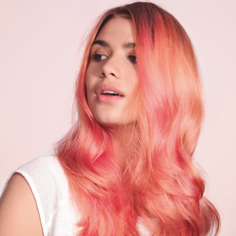 cheveux couleur corail tie and dye rose peche coloration tendance 2019