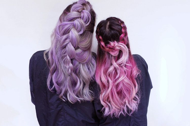 cheveux violet pastel balayage cheveux rose framboise