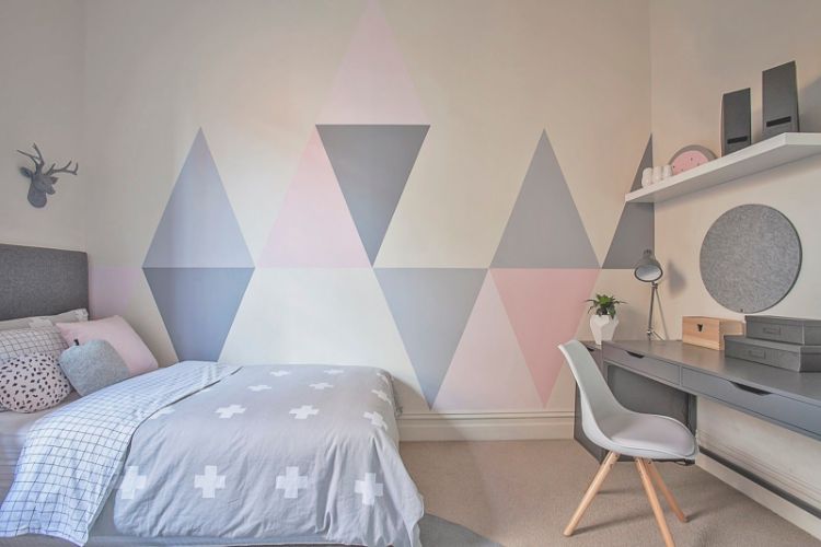 peinture murale géométrique chambre enfant déco scandinave couleurs pastel