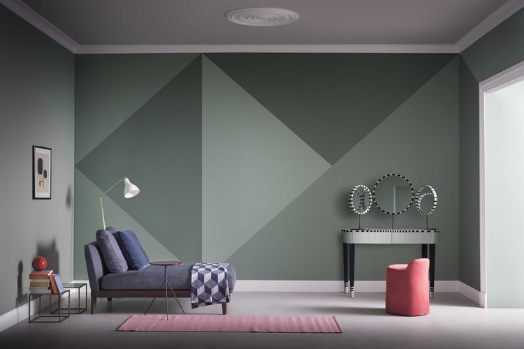 peinture murale géométrique déco contemporaine nuances vertes