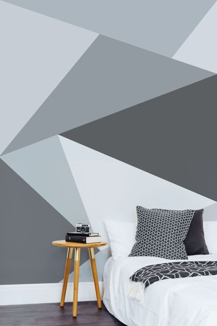 peinture murale géométrique décor scandinave gris