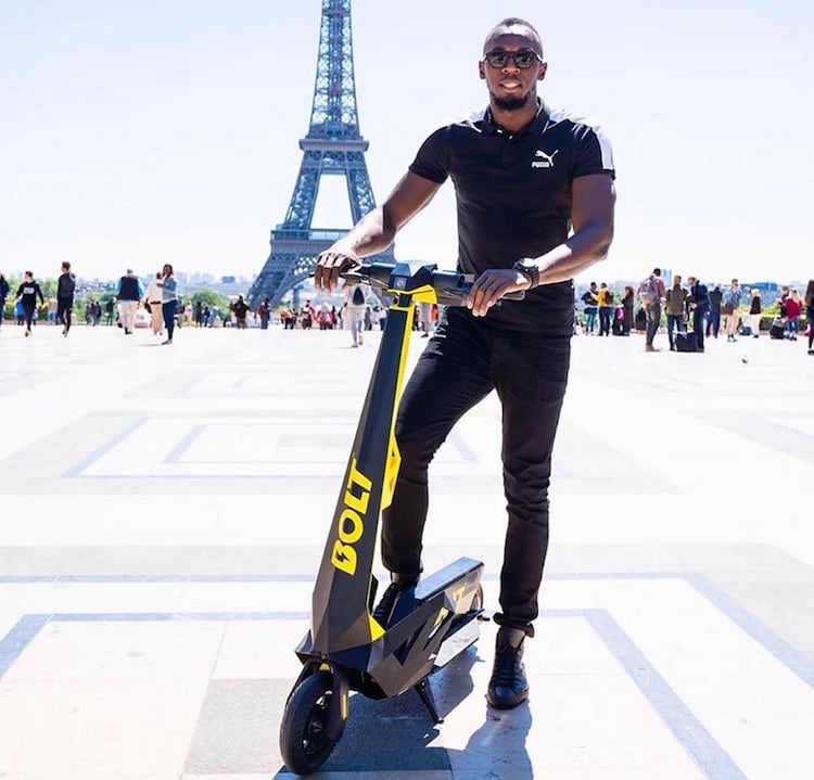 trottinettes électriques Paris sprinteur Usain Bolt