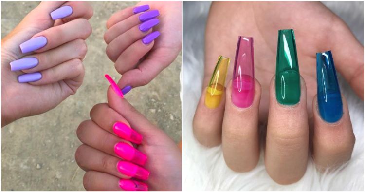 manucure faux ongles transparents coloré néon tendance jelly nails été 2019