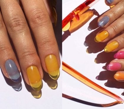 manucure faux ongles transparents colorés jelly nails