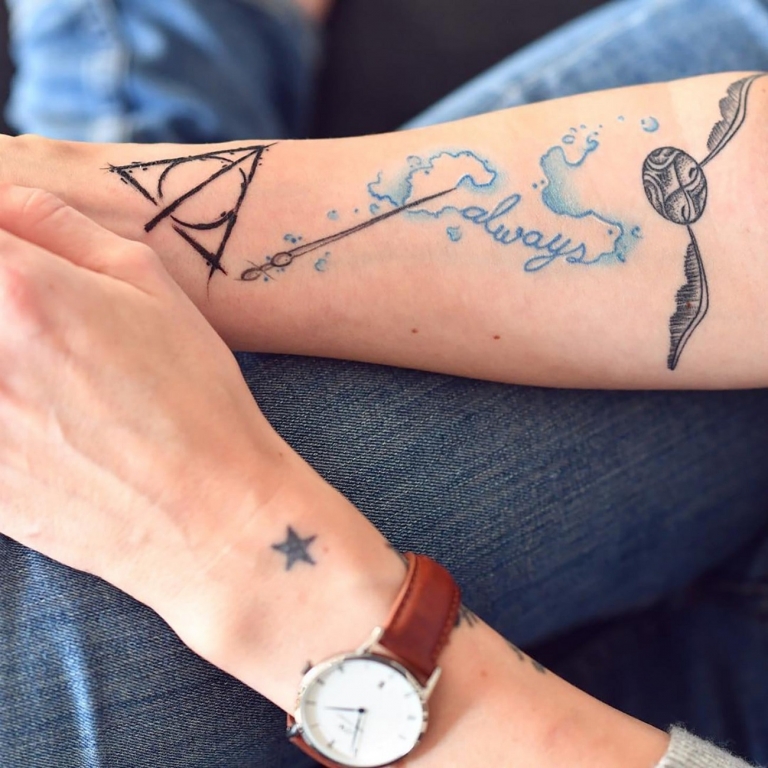 tatouage Harry Potter citation symboles