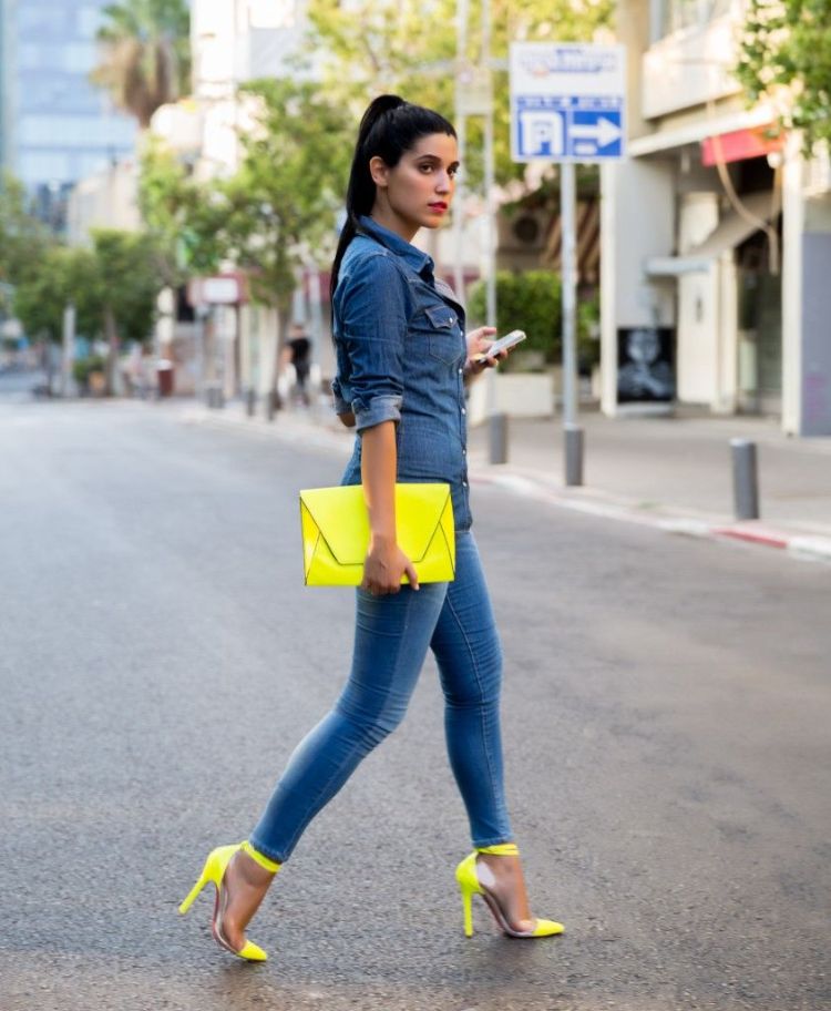 tendance mode femme 2019 comment porter les couleurs néon touches de jaune