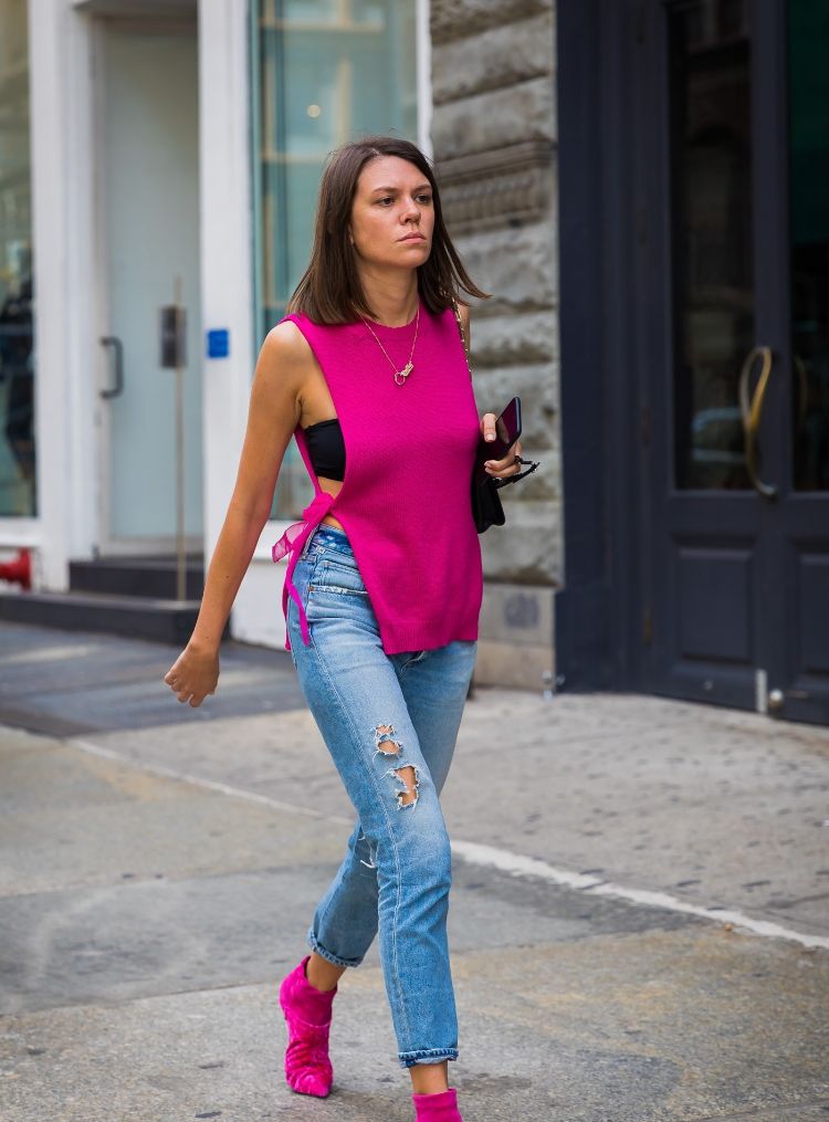 tendance mode femme 2019 couleurs néon comment porter jeans