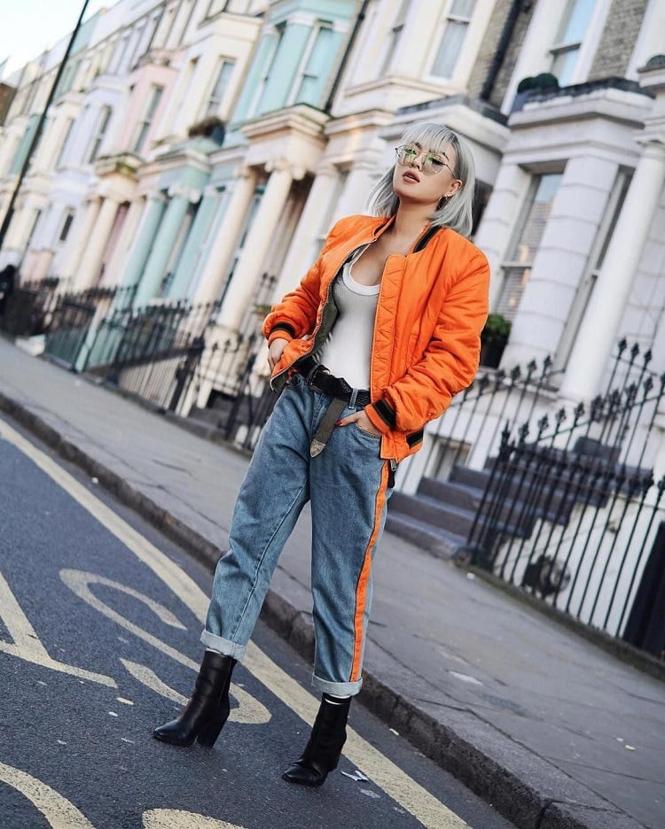 tendance mode femme 2019 couleurs néon idées stylées jeans