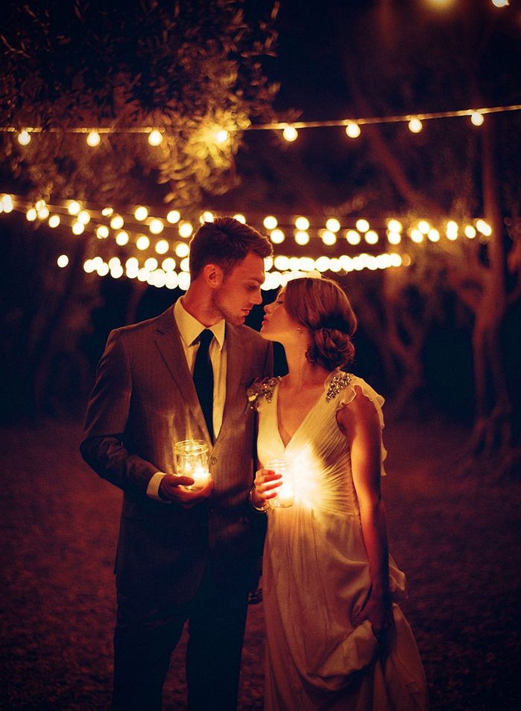décoration lumineuse mariage à l'extérieur bougies idées romantiques et originales