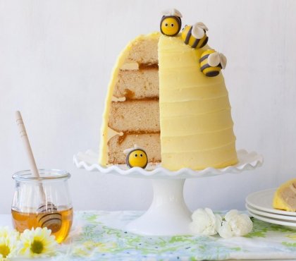 gâteau ruche d’abeille crème à l'abricot recette décoration