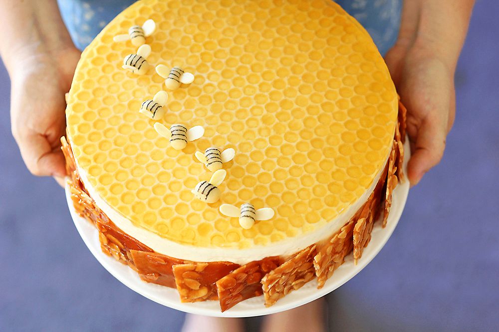 gâteau ruche d’abeille et nid d'abeilles idée simple