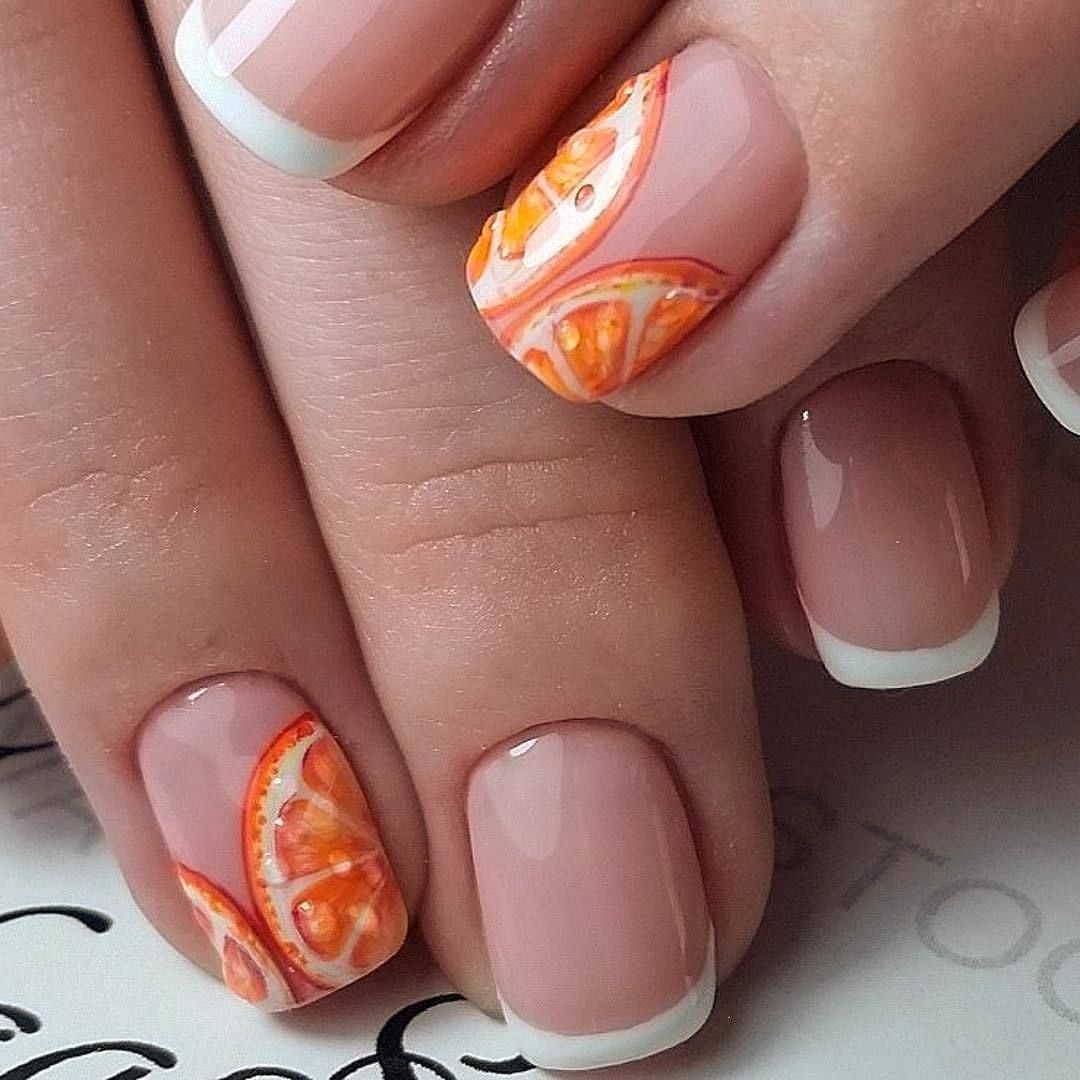 nail art agrumes tranches orange french manucure