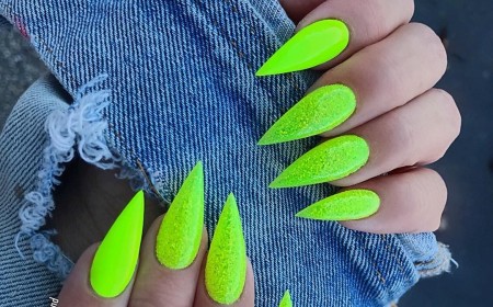 ongles néon jaune-vert fluo ongles stiletto