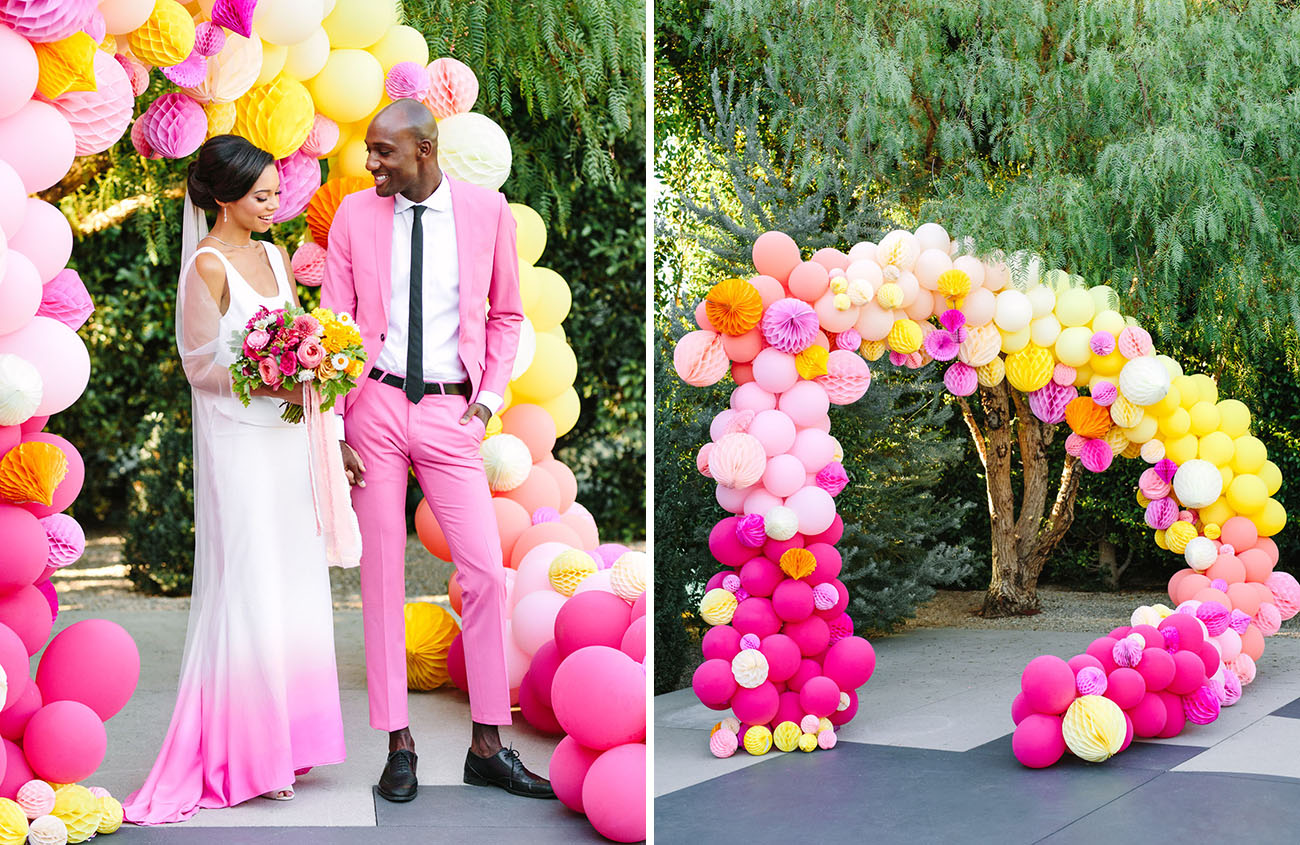arche de ballons idée colorée déco mariage alternative peu coûteuse