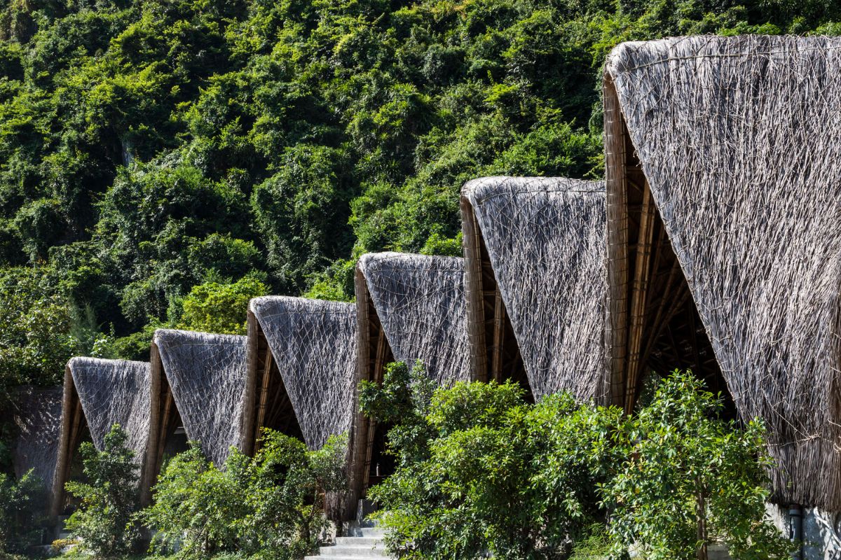architecture écologique structure en bambou toit de chaume