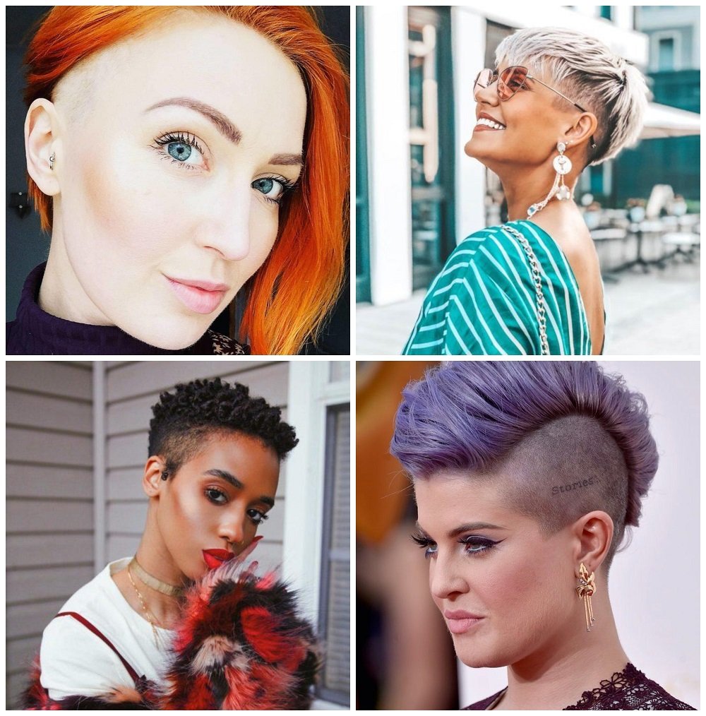 A short haircut that shaved the side of a woman