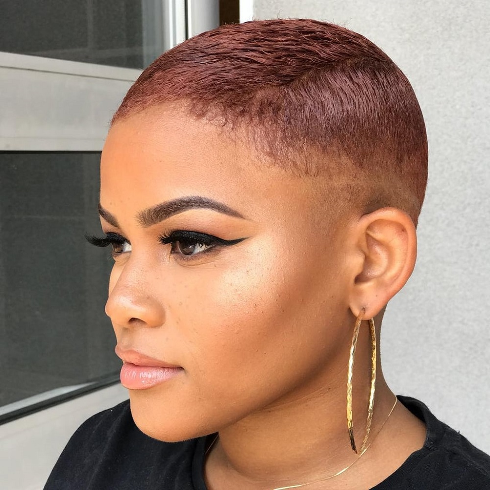 Very Short Haircut Shaved Sides Hot Pink Coloring