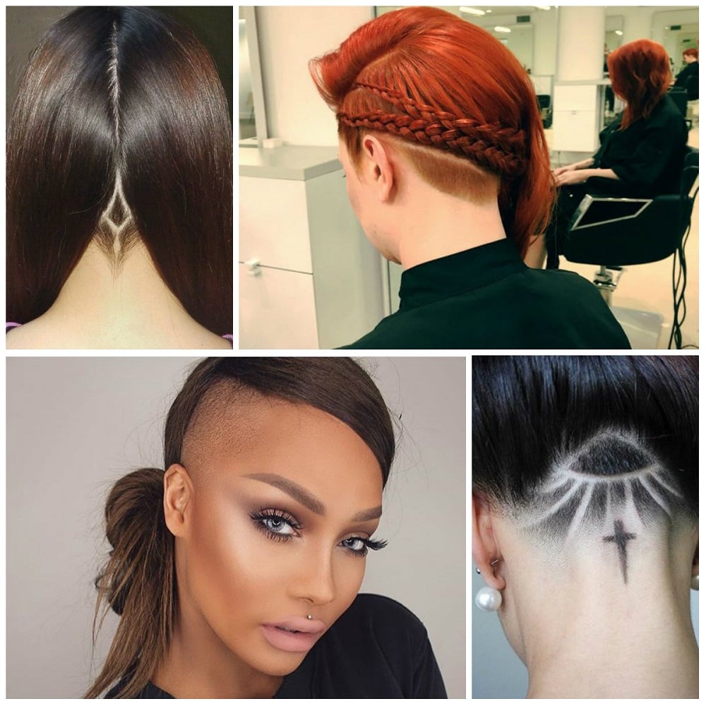 Woman shaved side shaved side undercut trend
