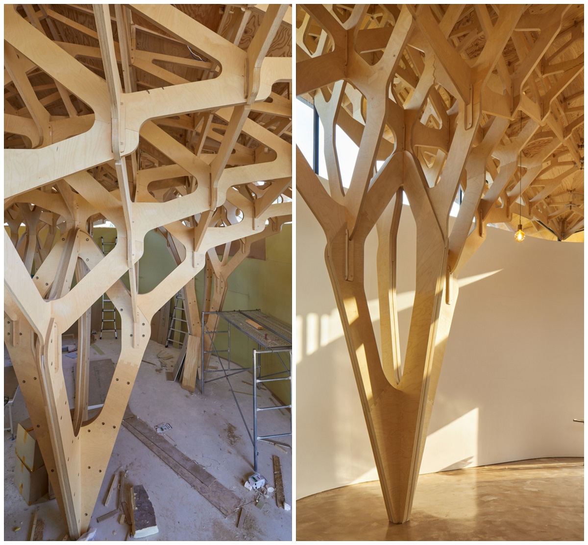 maison design faux plafond suspendu design bois clair