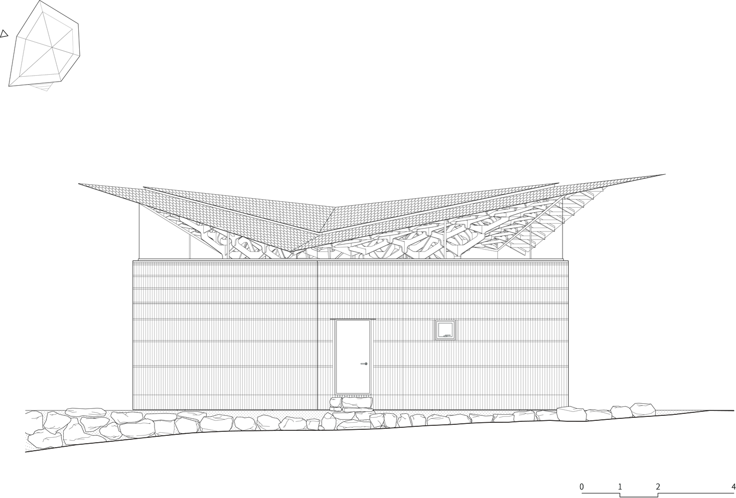plan maison contemporaine plafond suspendu sur mesure bois massif