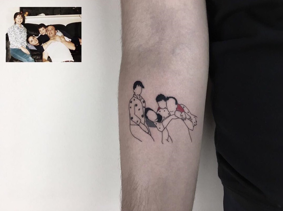 signification tatouage famille dessin bras modèle minimaliste