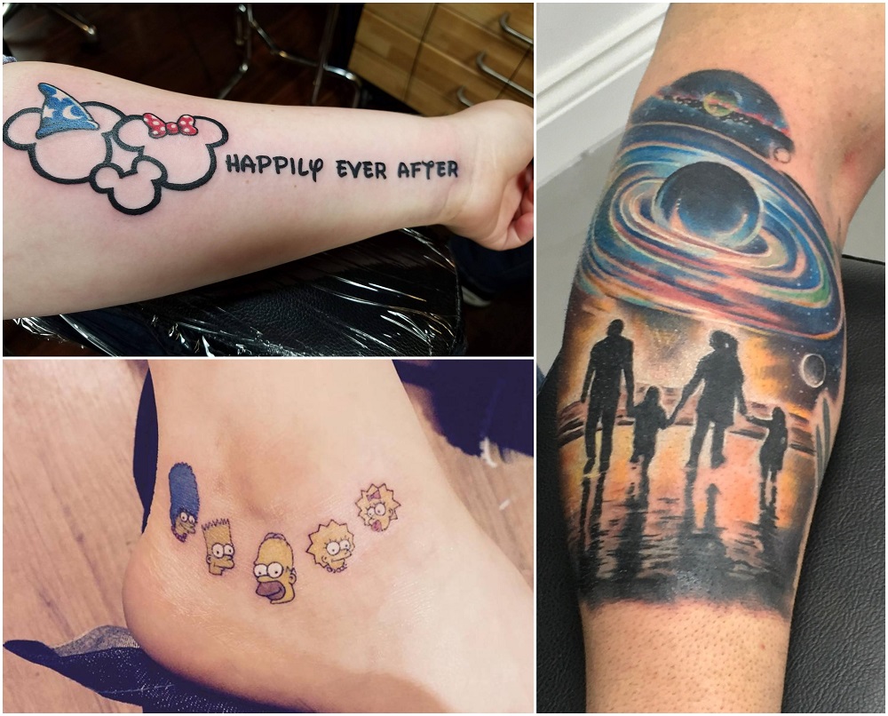 tatouage famille signification dessins colorés originaux bras cheville