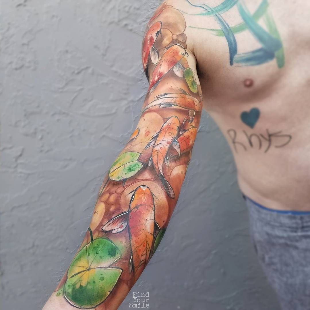 tatouage japonais koï inkage coloré homme