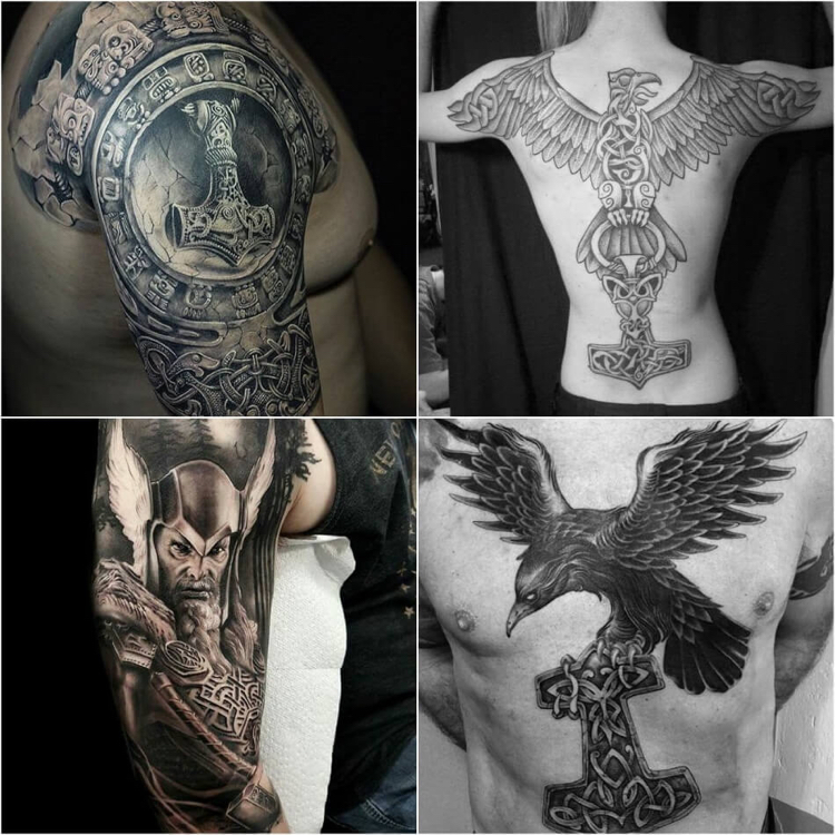 tatouage viking signification Thor corbeau Odin