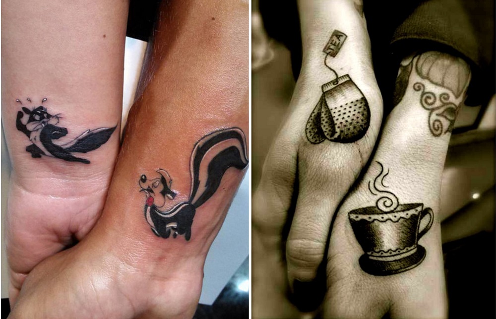 tatouages complémentaires pour couple personnages animées disney