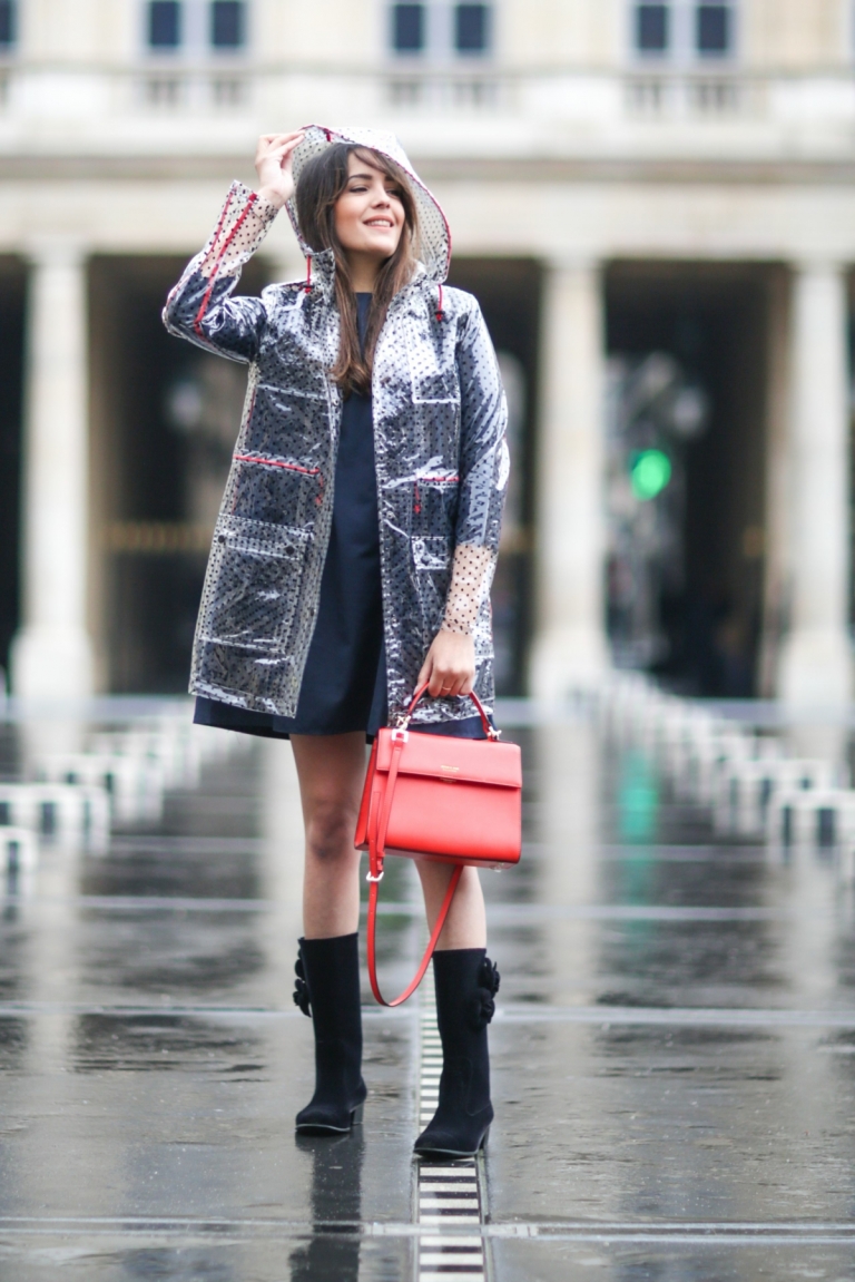 tenue de pluie femme été imperméable transparent outfit tendance