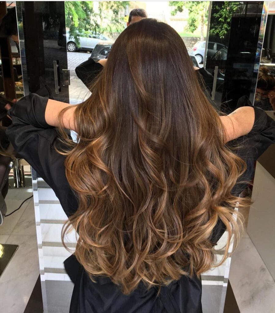 balayage miel cheveux longs