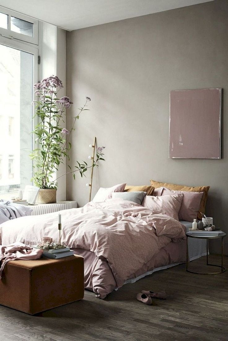 chambre a coucher simple rose