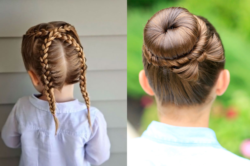collage de deux coiffures pour petite fille