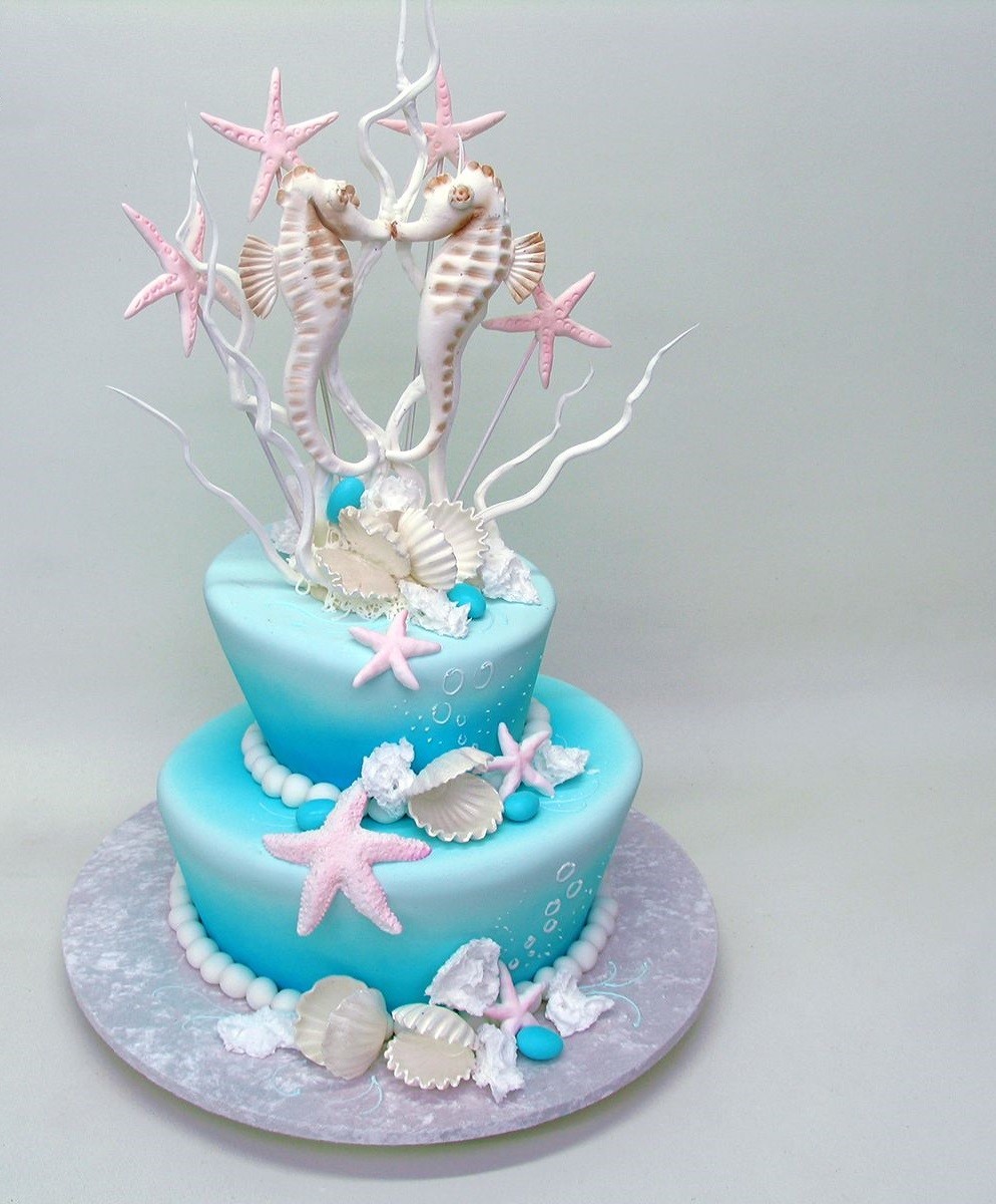 décoration de gâteau libellules nuances bleues coquillages comestibles