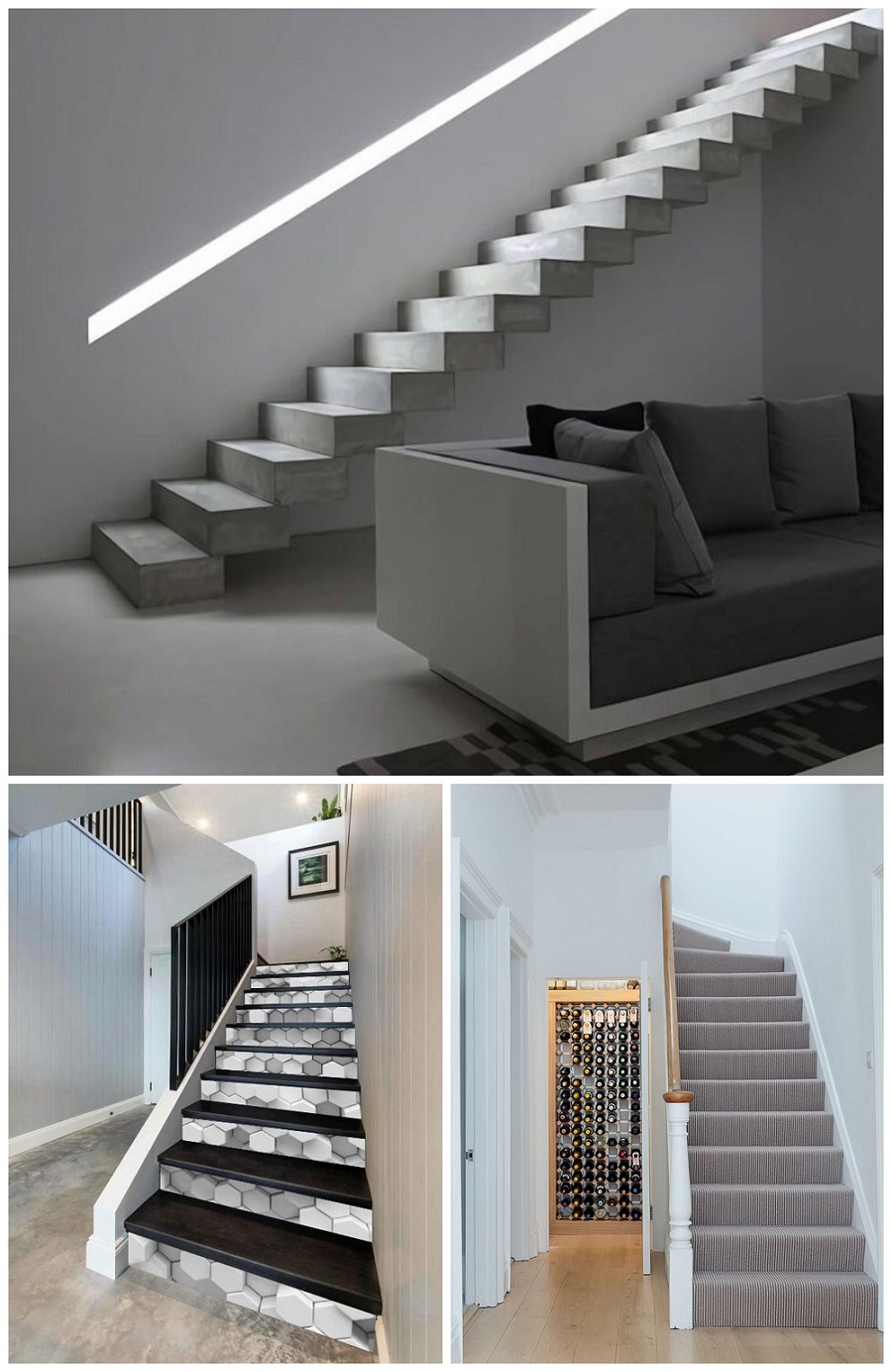 escalier gris et blanc idées déco tendance aménagement intérieur