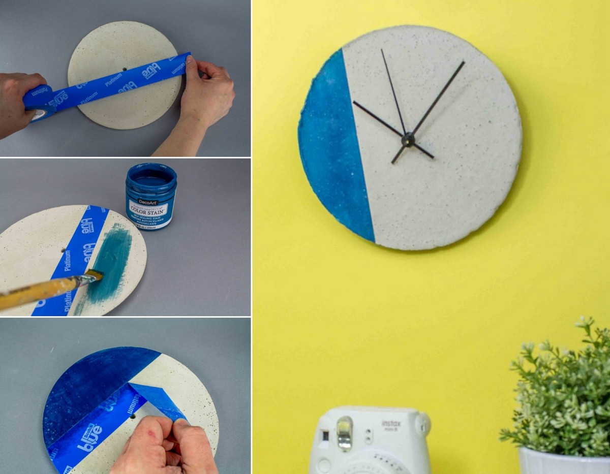 faire des objets en beton horloge idée déco murale bricolage facile